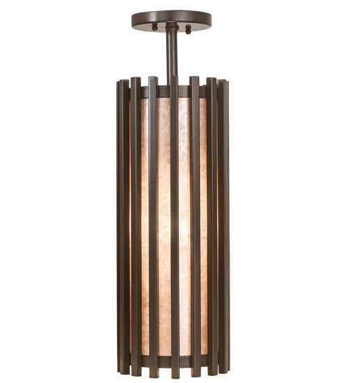 Meyda Lighting Riker 7" Timeless Bronze Pendant Light With Silver Mica Shade Glass