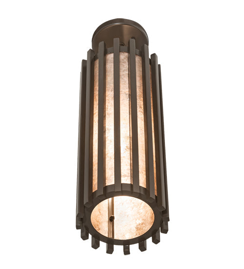 Meyda Lighting Riker 7" Timeless Bronze Pendant Light With Silver Mica Shade Glass