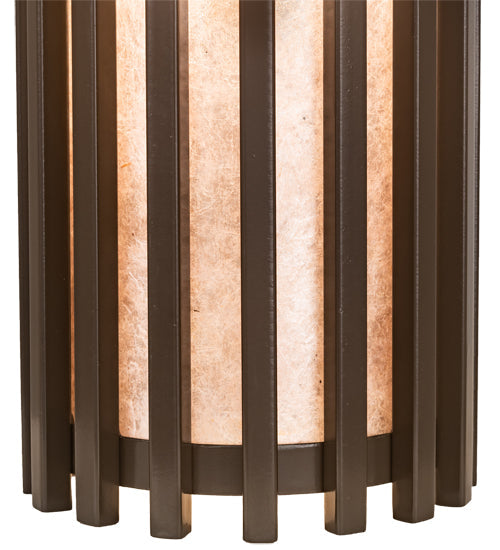 Meyda Lighting Riker 7" Timeless Bronze Pendant Light With Silver Mica Shade Glass