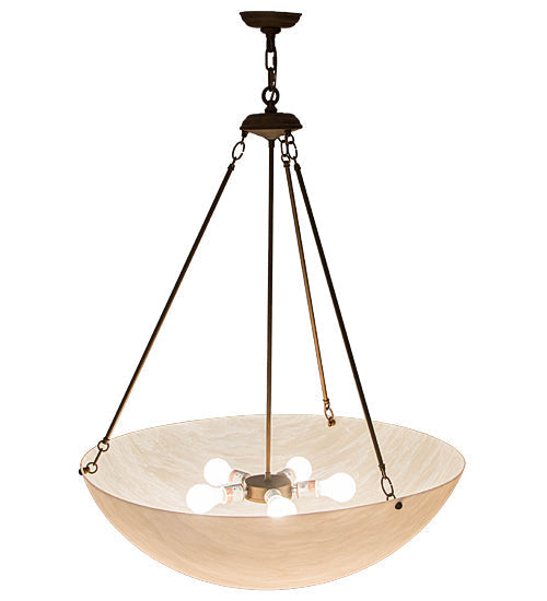 Meyda Lighting Rio 32" 5-Light Rustic Iron Inverted Pendant Light With Fleshtone Idalight