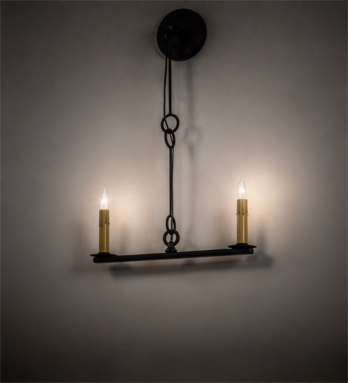 Meyda Lighting Rochefort 16" 2-Light Old Wrought Iron Wall Sconce With Ivory Faux Candlelight