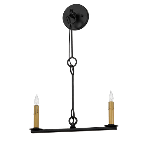 Meyda Lighting Rochefort 16" 2-Light Old Wrought Iron Wall Sconce With Ivory Faux Candlelight