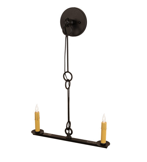 Meyda Lighting Rochefort 16" 2-Light Old Wrought Iron Wall Sconce With Ivory Faux Candlelight
