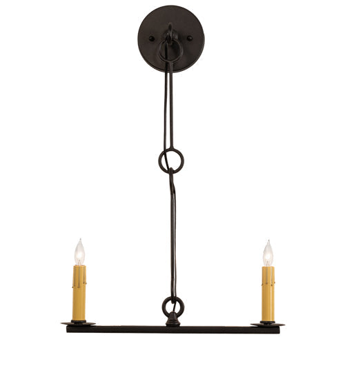 Meyda Lighting Rochefort 16" 2-Light Old Wrought Iron Wall Sconce With Ivory Faux Candlelight