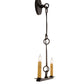 Meyda Lighting Rochefort 16" 2-Light Old Wrought Iron Wall Sconce With Ivory Faux Candlelight