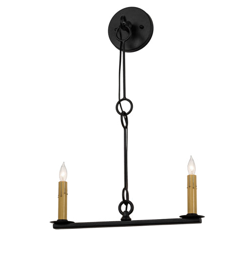 Meyda Lighting Rochefort 16" 2-Light Old Wrought Iron Wall Sconce With Ivory Faux Candlelight