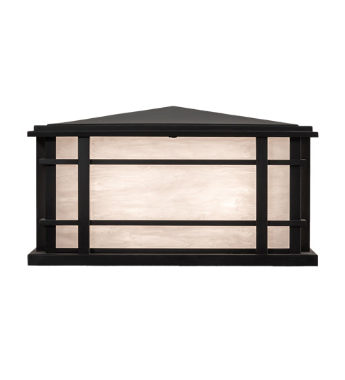 Meyda Lighting Rochester 26"Sq 4-Light Craftsman Brown Outdoor Pier Mount Light With Beige Fleshtone Idalight Shade