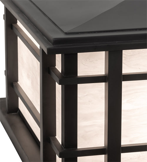 Meyda Lighting Rochester 26"Sq 4-Light Craftsman Brown Outdoor Pier Mount Light With Beige Fleshtone Idalight Shade