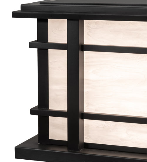 Meyda Lighting Rochester 26"Sq 4-Light Craftsman Brown Outdoor Pier Mount Light With Beige Fleshtone Idalight Shade
