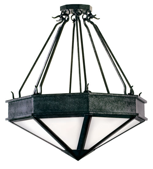 Meyda Lighting Rock 27" 4-Light Graphite Pewter Pendant Light With Statuario Idalight Shade