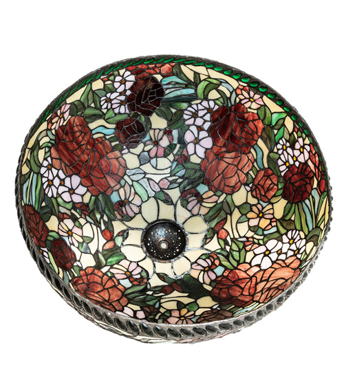 Meyda Lighting Romance Rose 20" Multi-Colored Stained Shade Glass