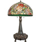 Meyda Lighting Romance Rose 31" 3-Light Mahogany Bronze Table Lamp With Multi-Colored Stained Shade Glass