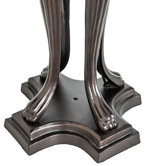 Meyda Lighting Romance Rose 31" 3-Light Mahogany Bronze Table Lamp With Multi-Colored Stained Shade Glass