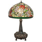 Meyda Lighting Romance Rose 31" 3-Light Mahogany Bronze Table Lamp With Multi-Colored Stained Shade Glass