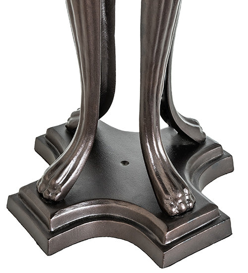 Meyda Lighting Romance Rose 33" 3-Light Mahogany Bronze Table Lamp With Multi-Colored Stained Shade Glass