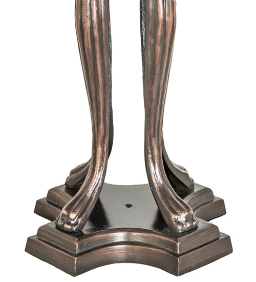 Meyda Lighting Romance Rose 33" 3-Light Mahogany Bronze Table Lamp With Multi-Colored Stained Shade Glass
