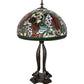 Meyda Lighting Romance Rose 33" 3-Light Mahogany Bronze Table Lamp With Multi-Colored Stained Shade Glass