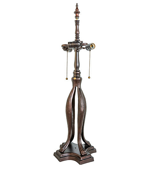 Meyda Lighting Romance Rose 33" 3-Light Mahogany Bronze Table Lamp With Multi-Colored Stained Shade Glass
