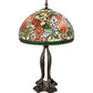 Meyda Lighting Romance Rose 33" 3-Light Mahogany Bronze Table Lamp With Multi-Colored Stained Shade Glass