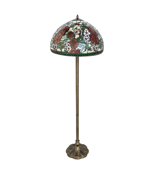 Meyda Lighting Romance Rose 61" 2-Light Mahogany Bronze Floor Lamp With Multi-Colored Stained Shade Glass