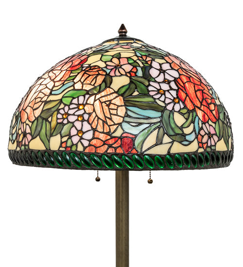 Meyda Lighting Romance Rose 61" 2-Light Mahogany Bronze Floor Lamp With Multi-Colored Stained Shade Glass