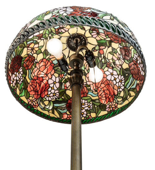 Meyda Lighting Romance Rose 61" 2-Light Mahogany Bronze Floor Lamp With Multi-Colored Stained Shade Glass