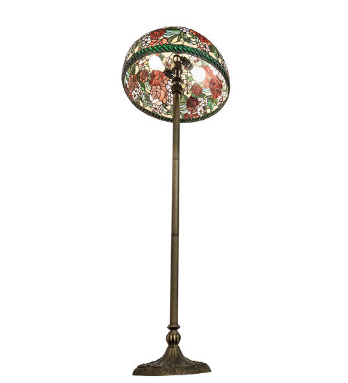 Meyda Lighting Romance Rose 61" 2-Light Mahogany Bronze Floor Lamp With Multi-Colored Stained Shade Glass