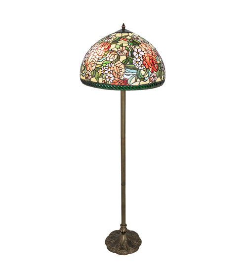 Meyda Lighting Romance Rose 61" 2-Light Mahogany Bronze Floor Lamp With Multi-Colored Stained Shade Glass