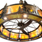 Meyda Lighting Roosevelt 115" 40-Light Dark Burnished Antique Copper "Big Ass" Chandelier With Amber Mica Shade Glass and Fan