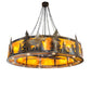 Meyda Lighting Roosevelt 115" 40-Light Dark Burnished Antique Copper "Big Ass" Chandelier With Amber Mica Shade Glass and Fan