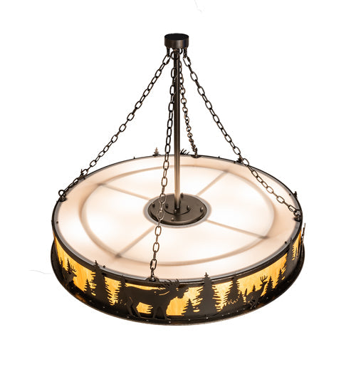 Meyda Lighting Roosevelt 48" 12-Light Oil Rubbed Bronze Inverted Pendant Light With Ambra Siena Idalight Shade