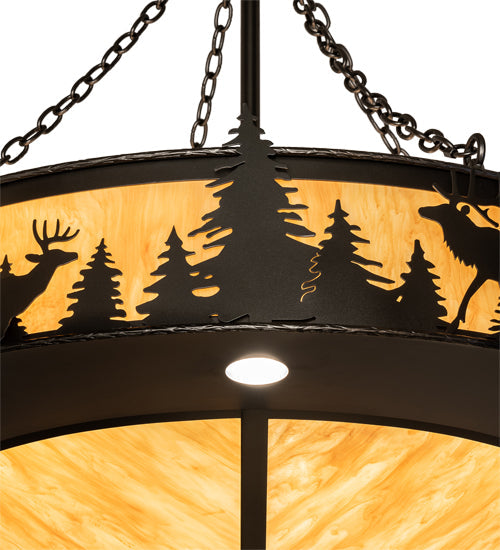 Meyda Lighting Roosevelt 48" 12-Light Oil Rubbed Bronze Inverted Pendant Light With Ambra Siena Idalight Shade