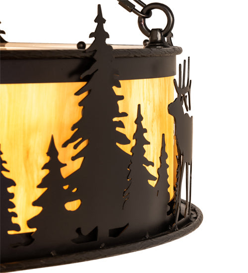 Meyda Lighting Roosevelt 48" 12-Light Oil Rubbed Bronze Inverted Pendant Light With Ambra Siena Idalight Shade