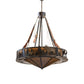 Meyda Lighting Roosevelt 77" 37-Light Dark Burnished Antique Copper Inverted Pendant Light With Amber Mica Shade Glass