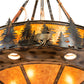 Meyda Lighting Roosevelt 77" 37-Light Dark Burnished Antique Copper Inverted Pendant Light With Amber Mica Shade Glass