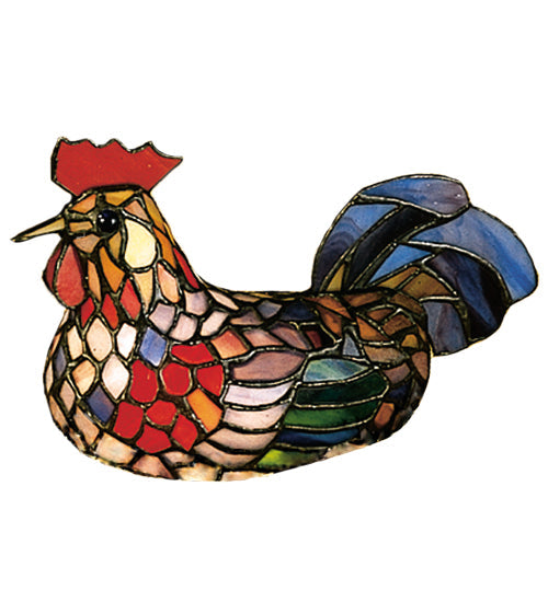Meyda Lighting Rooster Pineapple 7" Accent Table Lamp With Multi-Colored Shade Glass