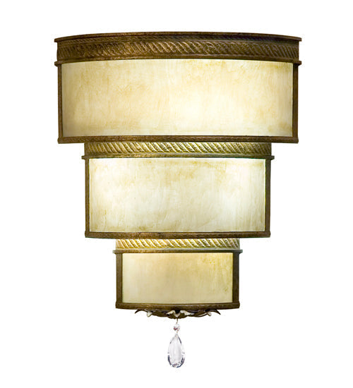 Meyda Lighting Rope Trimmed 18" 3-Light Corinth Cilindro Wall Sconce With Botticino Idalight Shade