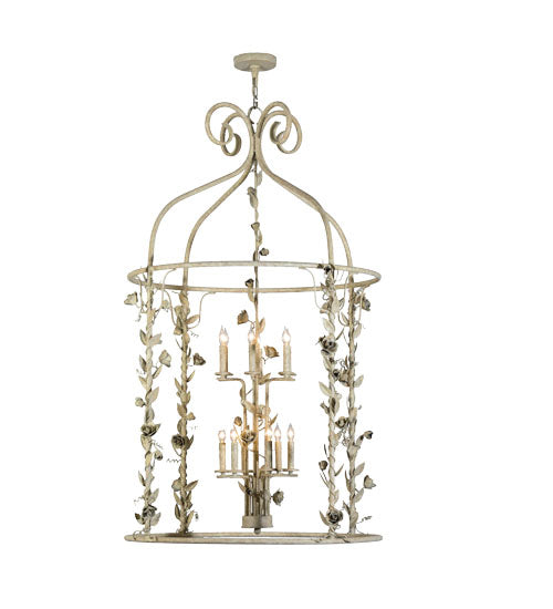 Meyda Lighting Rosa 42" 12-Light 2-Tier Tuscan Ivory Pendant Light With Faux Candlelight