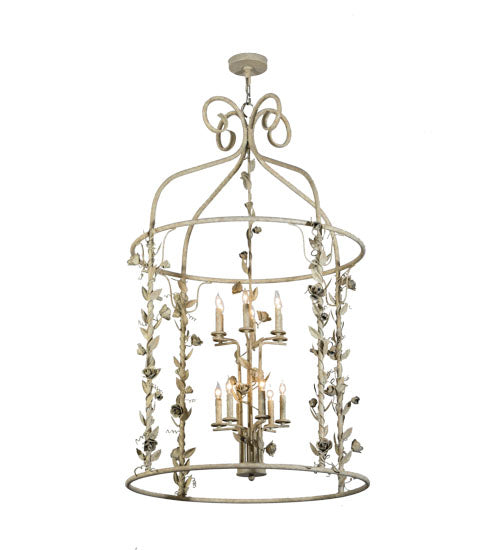 Meyda Lighting Rosa 42" 12-Light 2-Tier Tuscan Ivory Pendant Light With Faux Candlelight