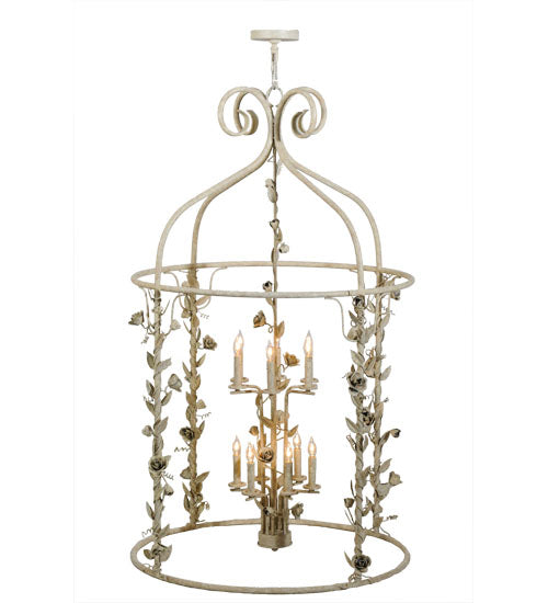Meyda Lighting Rosa 42" 12-Light 2-Tier Tuscan Ivory Pendant Light With Faux Candlelight