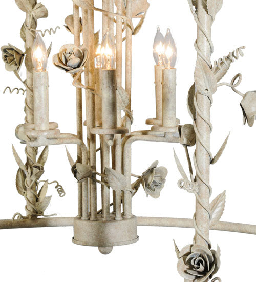 Meyda Lighting Rosa 42" 12-Light 2-Tier Tuscan Ivory Pendant Light With Faux Candlelight