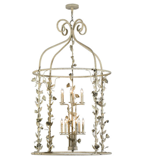 Meyda Lighting Rosa 42" 12-Light 2-Tier Tuscan Ivory Pendant Light With Faux Candlelight
