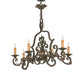Meyda Lighting Rosalie 36" 6-Light Vintage Moss Chandelier With Ivory Faux Candlelight