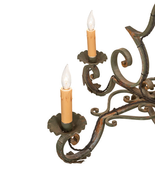 Meyda Lighting Rosalie 36" 6-Light Vintage Moss Chandelier With Ivory Faux Candlelight