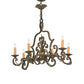 Meyda Lighting Rosalie 36" 6-Light Vintage Moss Chandelier With Ivory Faux Candlelight