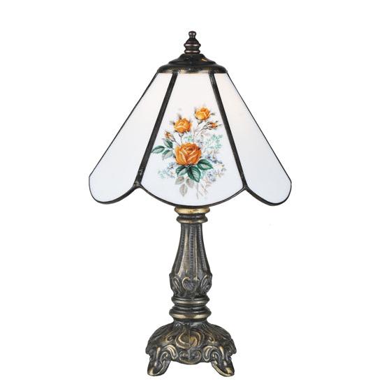 Meyda Lighting Rose Bouquet 12" Mini Table Lamp Base With White Shade Glass