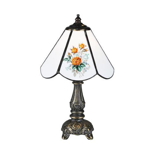 Meyda Lighting Rose Bouquet 12" Mini Table Lamp Base With White Shade Glass