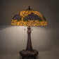 Meyda Lighting Rose Bouquet 31" 3-Light Mahogany Bronze Table Lamp With Multi-Colored Shade Glass