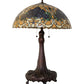 Meyda Lighting Rose Bouquet 31" 3-Light Mahogany Bronze Table Lamp With Multi-Colored Shade Glass