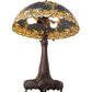 Meyda Lighting Rose Bouquet 31" 3-Light Mahogany Bronze Table Lamp With Multi-Colored Shade Glass
